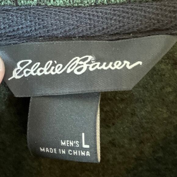 Eddie Bauer Mens Sweatshirt Green Radiator Fleece Snap Mock Neck Long Sleeve L - Picture 6 of 12